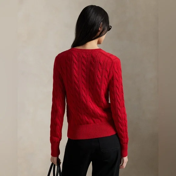 Ralph Lauren Women's Cable-Knit Cotton Crewneck Cardigan. Brand New Size M - Picture 2 of 10